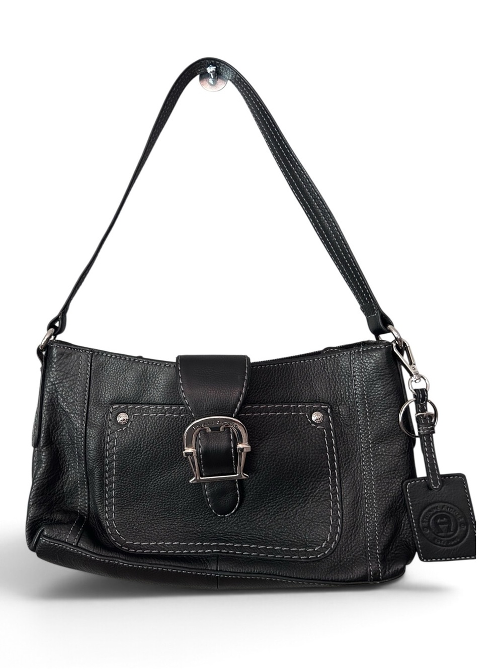 Etienne Aigner Black Genuine Leather Shoulder Bag Purse
